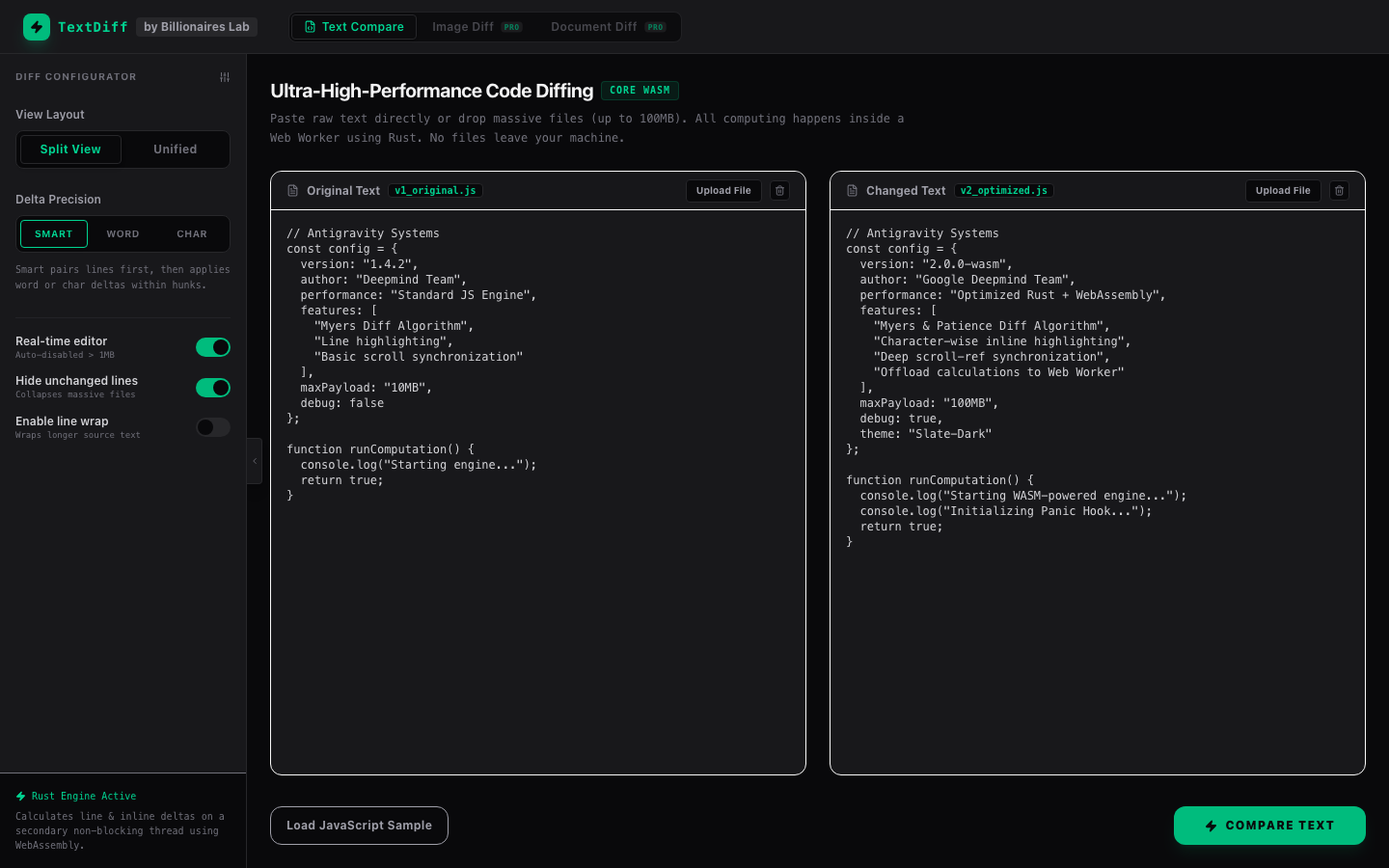 TextDiff High Performance Editor State